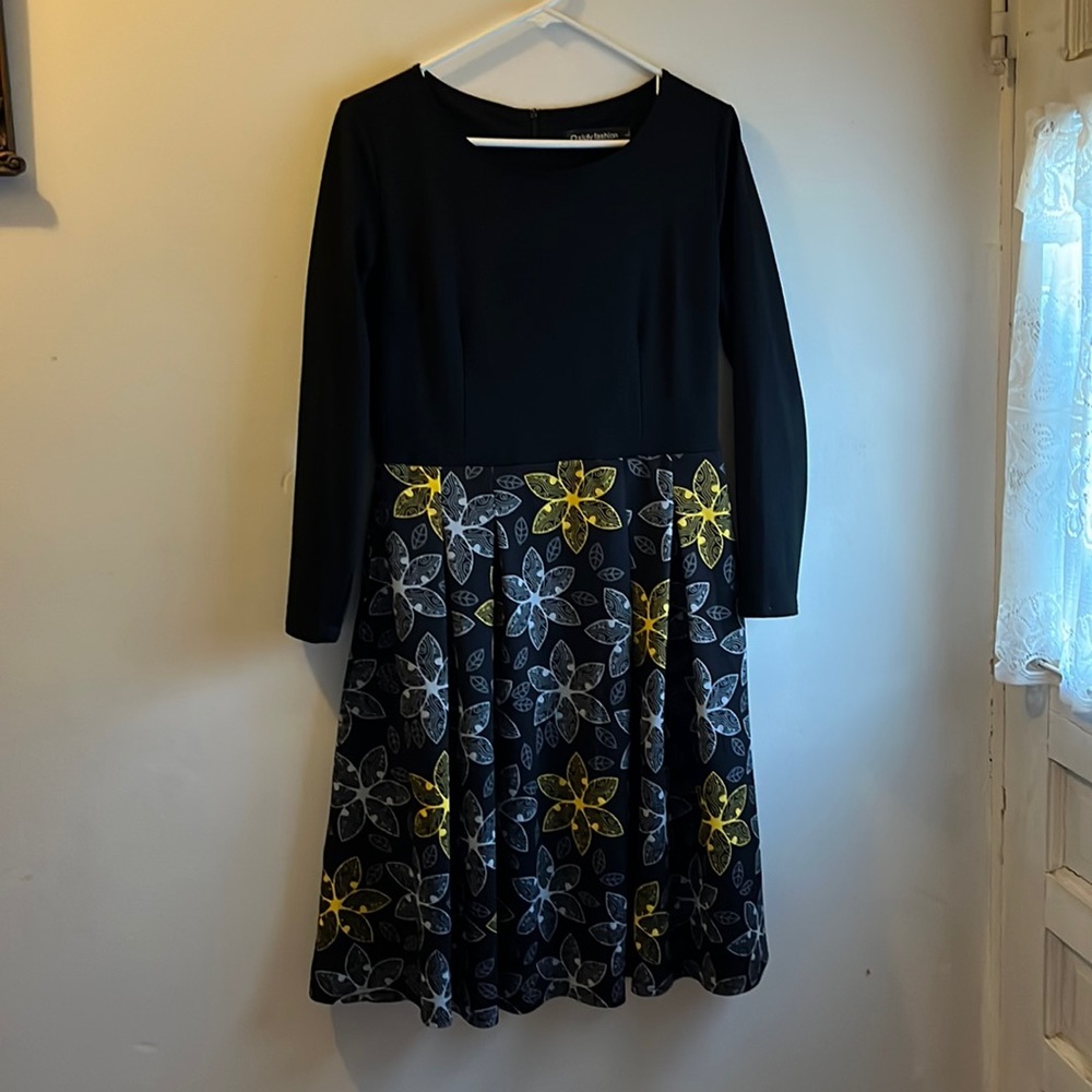 POCKETS! Oxiuly fashion black print dress size large